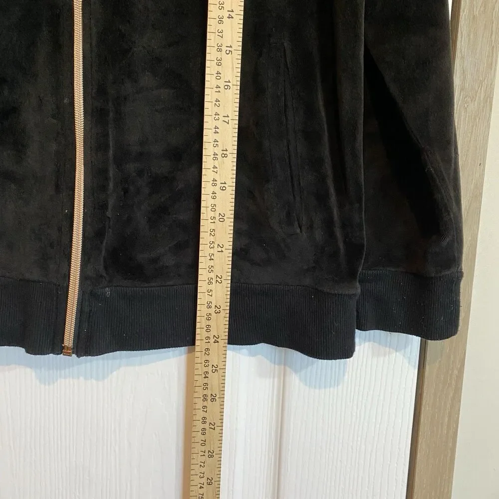 Justice Active Girls Jacket Velour Sequin Zipper Black And Copper size 18-20